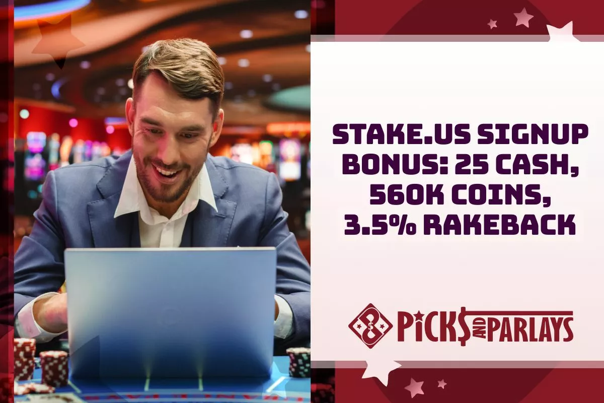 Stake.US Signup Bonus 25 Cash, 560K Coins, 3.5% Rakeback